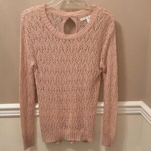 LC LAUREN CONRAD Woman's Open Knit Long Sleeve Sweater Size S in color Pink